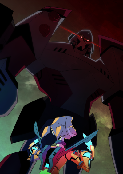 Transformers Animated - Sari vs Megatron Poster