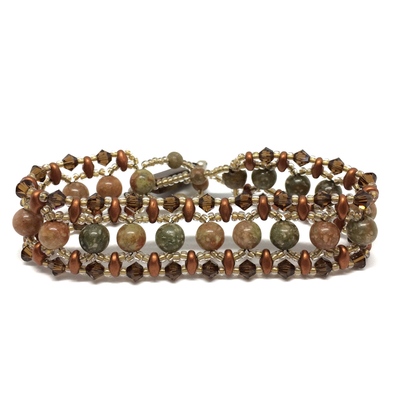 Sparkling Autumn Jasper Hand Woven Bracelet