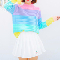 Pastel Rainbow Stripe Sweater - Thumbnail 4