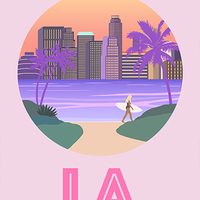 Los Angeles, LA, LaLaLand, California, city art, city, digital, illustration, art print - Thumbnail 1