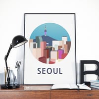 Seoul, South Korea, city art, city, digital, illustration, art print - Thumbnail 3