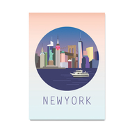 New York at Night, Manhattan, NY, city art, city, digital, illustration, art print - Thumbnail 1