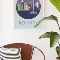 New York at Night, Manhattan, NY, city art, city, digital, illustration, art print - Thumbnail 2