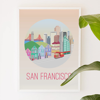 San francisco, sf, california, city art, city, digital, illustration, art print