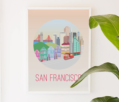 San Francisco, SF, California, city art, city, digital, illustration, art print