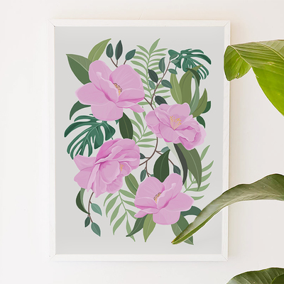 Soft garden, flower, floral, blossom, illustration, trendy, art print