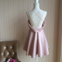 Sexy Open Back Short Women Dresses, Cross Back Party Dresses, Short Prom Dresses - Thumbnail 1