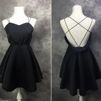 Sexy Open Back Short Women Dresses, Cross Back Party Dresses, Short Prom Dresses - Thumbnail 3