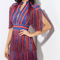 Stripe Fringe Tassel Dress - Thumbnail 2
