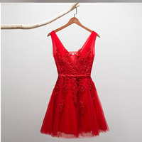  High quality A-line lace short prom dress,homecoming dress,bridesmaid dress - Thumbnail 4