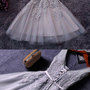  Cute A-line grey lace short prom dress, homecoming dresses-4
