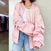 Harajuku Baby Pink Bomber Jacket - Thumbnail 4