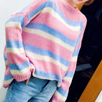 Pastel Stripe Knit Sweater - Thumbnail 3