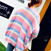 Pastel Stripe Knit Sweater - Thumbnail 4