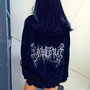 High Neck Lace Up Embroidered Velvet Sweatshirt-4