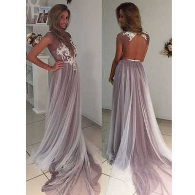 Long prom dresses, cap sleeve prom dress, open back prom dress, tulle lace prom dress, formal prom dress, cheap prom dress, pd15209