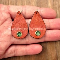 Salvaged Rust Leather Teardrop Pendants/Earrings - Thumbnail 3
