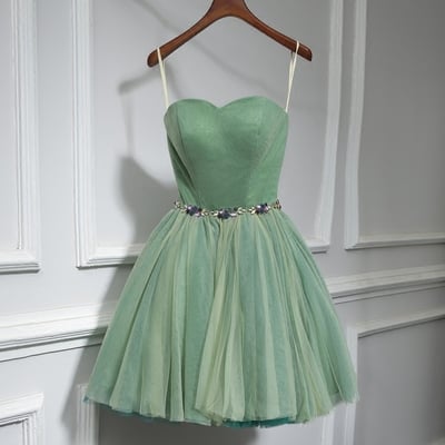 Cute green sweetheart neck short prom dress, homecoming dress - Thumbnail 5