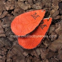 Salvaged Rust Leather Teardrop Pendants/Earrings - Thumbnail 4