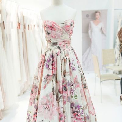 Elegant sweetheart floral print wedding dress for bridal - Thumbnail 5