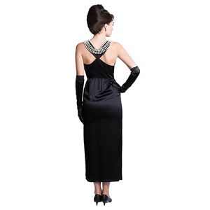 Original Breakfast at Tiffany's Audrey Hepburn Inspired Black Dress Only-Satin Version - Thumbnail 1