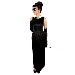 Original Breakfast at Tiffany's Audrey Hepburn Inspired Black Dress Only-Satin Version - Thumbnail 2