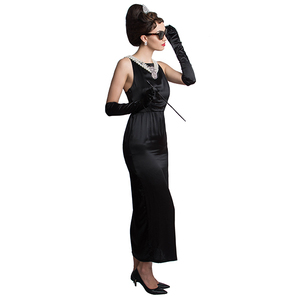 Original Breakfast at Tiffany's Audrey Hepburn Inspired Black Dress Only-Satin Version - Thumbnail 3