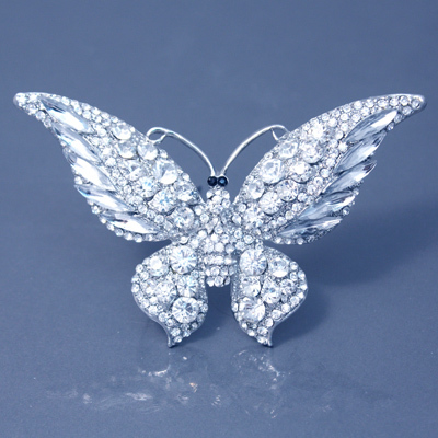 Austrian Crystal & Pave Butterfly Brooch