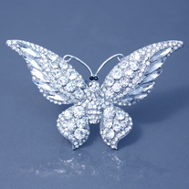 Austrian Crystal & Pave Butterfly Brooch