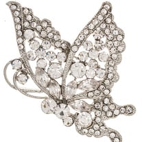 Silver Bubble Stone Butterfly Pin Brooch