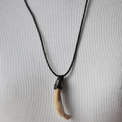 Unisex stained boar teeth necklace 20$ off