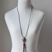 Maroon leather charm necklace 15$ off - Thumbnail 1