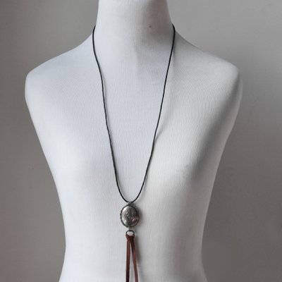 Maroon leather charm necklace 15$ off