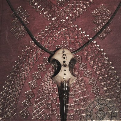 Unisex large raven skull necklace