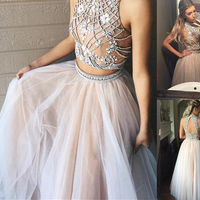 Long prom dress, two piece prom dress, beaded prom dress, most popular prom dress, evening dress, charming prom dress, PD15335 - Thumbnail 2