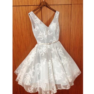 Short homecoming dress, v neck homecoming dress, lace homecoming dress, pretty homecoming dress, occasion dress, party dress, pd15224