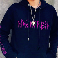 Gothic NINJA FRESH Embroidered Hoodie Sweatshirt - Thumbnail 3
