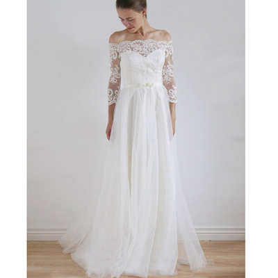 Long wedding dress, off the shoulder wedding dress, dress for bridal, long sleeves wedding dress, lace wedding dress, bridal dress,  pd15048