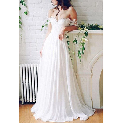 Long wedding dress, off the shoulder wedding dress, long wedding dress, chiffon wedding dress, bride wedding dress, cheap wedding dress, PD15179