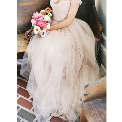 Simple tulle wedding dress, long wedding dress, cheap wedding dress, off the shoulder wedding dress, tulle wedding dress, bridal dress, pd15428