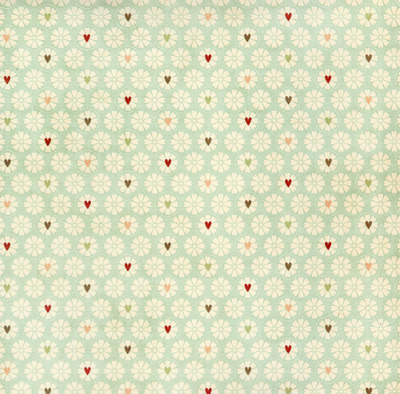 Light Blue hearts and flowers 12x12" Embossed