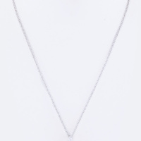 Silver w/Clear Square CZ Pendant Necklace - Thumbnail 1