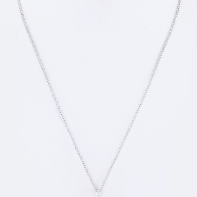 Silver w/clear square cz pendant necklace