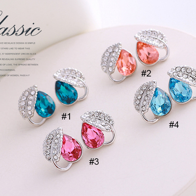 Fashion  handmade jewelry teardrop earring stud earring crystal gemstone silver earring for women girls