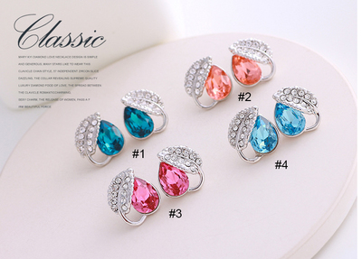 Fashion  Handmade Jewelry Teardrop Earring Stud Earring Crystal Gemstone Silver Earring for Women Girls