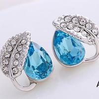 Fashion  Handmade Jewelry Teardrop Earring Stud Earring Crystal Gemstone Silver Earring for Women Girls - Thumbnail 3