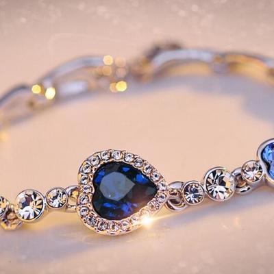  handmade multi color heart charm bracelet for women girls fine rhinestone crystal gemstone bracelet - Thumbnail 3