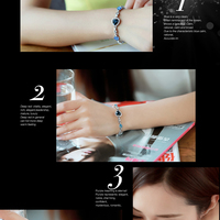  Handmade Multi Color Heart Charm Bracelet for Women Girls Fine Rhinestone Crystal Gemstone Bracelet - Thumbnail 2