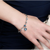  Handmade Multi Color Heart Charm Bracelet for Women Girls Fine Rhinestone Crystal Gemstone Bracelet - Thumbnail 4