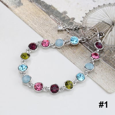 handmade fashion jewelry cute lovely multi color crystal rhinestone bracelet for women girls - Thumbnail 2